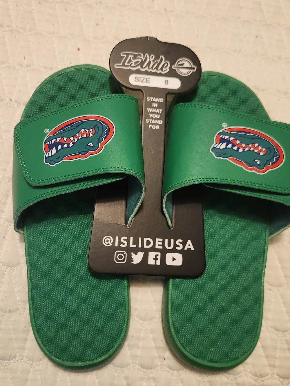 Men's Green Team Logo Slide Sandals